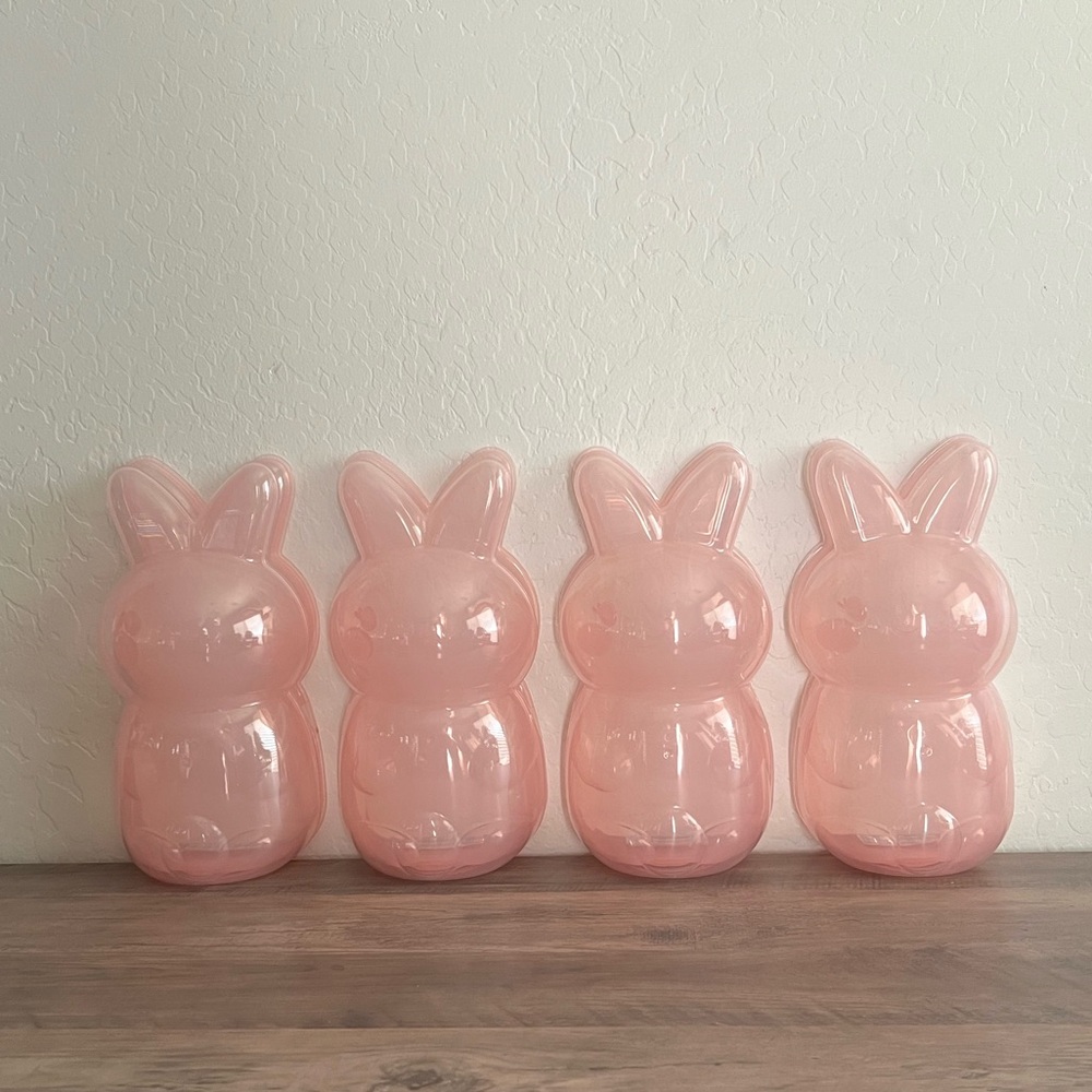 NEW Pink Easter Bunny Plastic Storage Vessel Set of 4 Pink